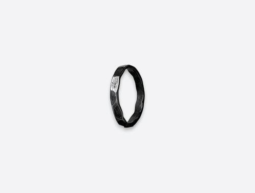 Anello Battuto Nero Acciaio